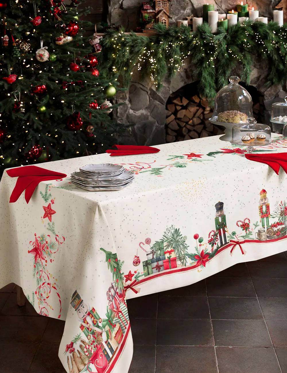 Tovaglia stampata natalizia Biancheria Favola tov Tessitura Randi - evabiancheria